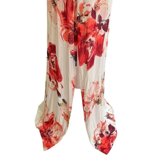 The Room Cream Floral Deep V Maxi Dress with Open Back Size Large - Picture 11 of 14